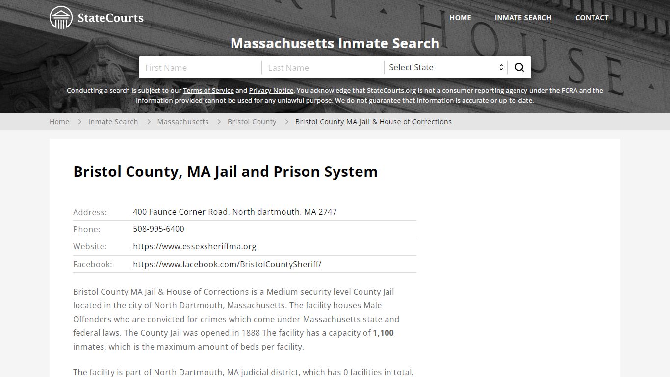 Bristol County, MA Jail and Prison System - State Courts