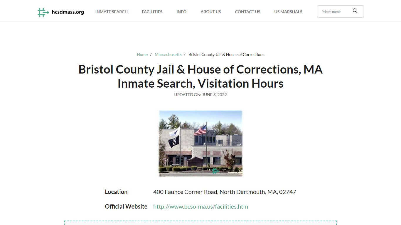 Bristol County Jail & House of Corrections, MA Inmate Search ...